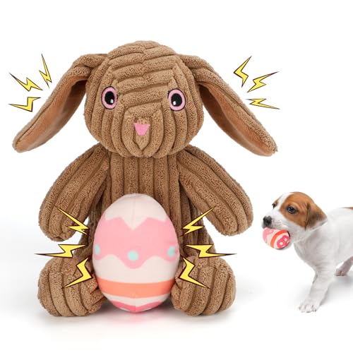 Gefülltes Hundespielzeug Osterhase Hundespielzeug, Quietscher, Plüsch-Hundespielzeug mit Knisterpapier, interaktives langlebiges Welpen-Kauspielzeug, Haustier-Osterspielzeug mit Ei für kleine und Gefülltes Hundespielzeug Osterhase Hundespielzeug, Quietscher, Plüsch-Hundespielzeug mit Knisterpapier, interaktives langlebiges Welpen-Kauspielzeug, Haustier-Osterspielzeug mit Ei für kleine und von Rypet