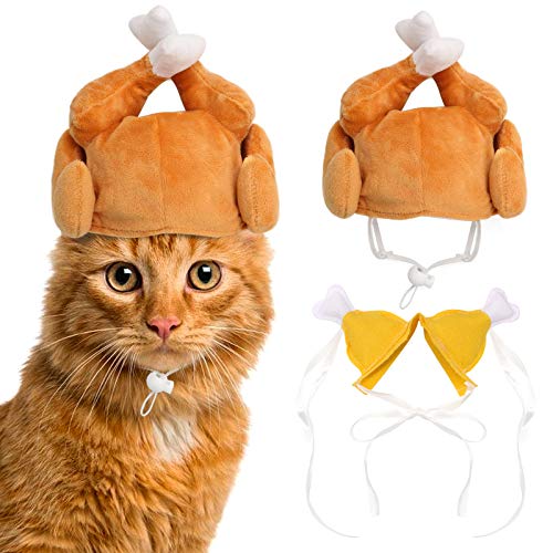 RYPET Thanksgiving Katzenkostüm 2 Pack – Haustier Truthahn Hut Thanksgiving Bekleidung für Katzen und kleine Hunde von Rypet