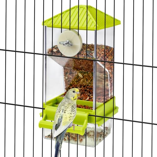 Rypet Automatischer Vogelfutterspender für Käfig, transparent, Acryl, Futterbehälter für Käfig, Papageien-Futterstation, Käfigzubehör für kleine und mittelgroße Lovebirds Sittiche, Nymphensittiche, von Rypet