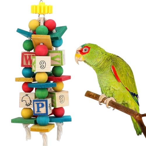 Rypet Vogel-Kauspielzeug aus Holz für Käfig, Vogelkäfigspielzeug aus Holz, zum Schneiden von Schnabel, Papageienspielzeug für Graupapageien, Kakadus, Amazon-Papageien und andere kleine bis mittelgroße von Rypet