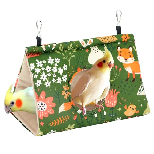 Rypet Warmes Winter-Vogelnest – Hängematte, Samt, Schuppen, Hütte, Käfig, Plüsch, flauschig, für Papageien, Sittiche, Nymphensittiche, Wellensittiche, Unzertrennliche, Größe M (grün) von Rypet