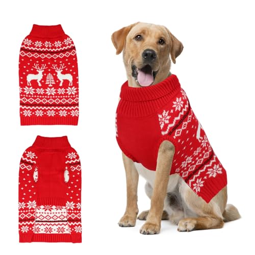 Rypet Weihnachtspullover für große Hunde, warm, weich, Weihnachts-Hunde-Outfits, Hundeurlaubspullover, fest, langlebig, Haustier-Rollkragen-Strickwaren, Hundepullover, Wintermantel für Damen und Rypet Weihnachtspullover für große Hunde, warm, weich, Weihnachts-Hunde-Outfits, Hundeurlaubspullover, fest, langlebig, Haustier-Rollkragen-Strickwaren, Hundepullover, Wintermantel für Damen und von Rypet