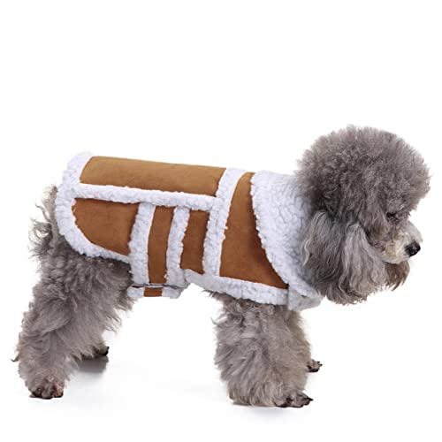 Rypet Wintermantel für kleine Hunde – Shearling Fleece Hundemantel für kleine bis mittelgroße Rassen, Kaffeebraun, Größe L von Rypet