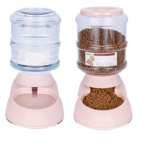 Automatischer Futterspender Futterspender Katze Kätzchen-Nahrungsmittelzufuhr Trockenfutterspender für Haustiere Katze-Brunnen-Schüssel pink,Feeder Set von Rysmliuhan Shop