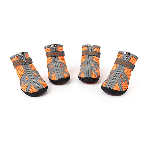 Hundeschuhe Wasserdicht Pfotenschutz Hund Hitze Hundeschuhe für kleine Hunde Hundeschuhe Hundestiefel für verletzte Pfoten wasserdicht mesh orange,XL/5 von Rysmliuhan Shop