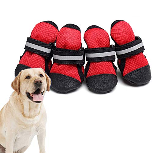 Hundesocken Hundeschuhe Wasserdicht Hundepfotenschutz Hundesocken Hundestiefel für verletzte Pfoten wasserdicht Hund Regenstiefel red,XXL von Rysmliuhan Shop