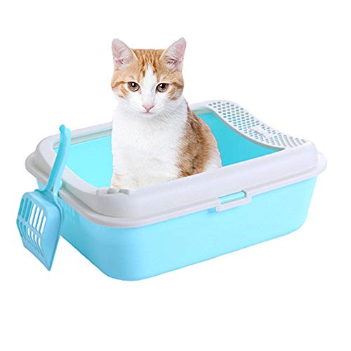 Katzentoilette Katzentoilette Offen Kätzchen Zubehör Kaninchenstreu Tablett Haustier Toilette Selbstreinigende Katzenstreu Anti-Splash-Bettpfanne Blue von Rysmliuhan Shop