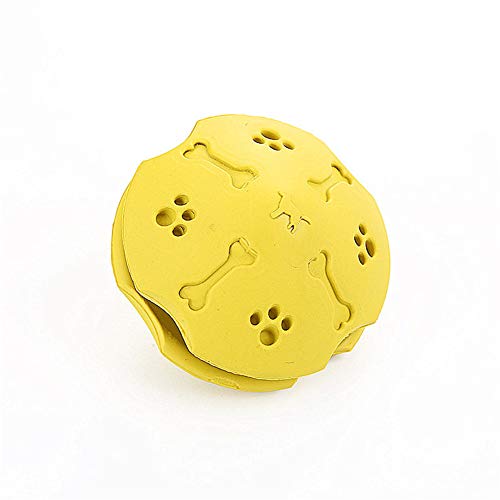 Rysmliuhan Shop Hunde Kauspielzeug Hunde Interaktives Spielzeug Hundefutterball Spender Pet Feeder Ball Spiel- und Trainingsspielzeug Gummiball Shell-Yellow von Rysmliuhan Shop