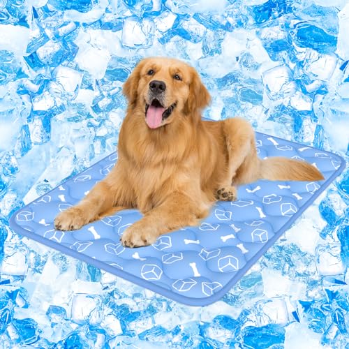 Rywell Kühlmatte für Hunde - Upgarde Entfärbung Verdicken Waschbar selbstkühlend Kälte 80×110cm Hundematte - rutschfest Weich Wasserabsorbierend Geruchlos Hundedecke für große Hunde Sommer - XL -Blau Rywell Kühlmatte für Hunde - Upgarde Entfärbung Verdicken Waschbar selbstkühlend Kälte 80×110cm Hundematte - rutschfest Weich Wasserabsorbierend Geruchlos Hundedecke für große Hunde Sommer - XL -Blau von Rywell