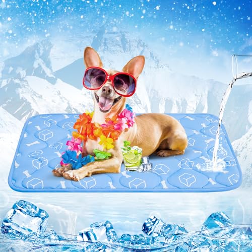 Rywell Kühlmatte für Hunde - Upgarde Entfärbung Verdicken Waschbar selbstkühlend Kälte 50×75cm Hundematte - rutschfest Weich Wasserabsorbierend Geruchlos Sommer Hundedecke für Hunde Katzen - M - Blau Rywell Kühlmatte für Hunde - Upgarde Entfärbung Verdicken Waschbar selbstkühlend Kälte 50×75cm Hundematte - rutschfest Weich Wasserabsorbierend Geruchlos Sommer Hundedecke für Hunde Katzen - M - Blau von Rywell