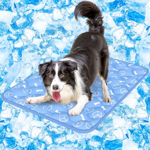Rywell Kühlmatte für Hunde - Upgarde Entfärbung Verdicken Waschbar selbstkühlend Kälte 70×90cm Hundematte - rutschfest Weich Wasserabsorbierend Geruchlos Hundedecke für große Hunde Sommer - L -Blau Rywell Kühlmatte für Hunde - Upgarde Entfärbung Verdicken Waschbar selbstkühlend Kälte 70×90cm Hundematte - rutschfest Weich Wasserabsorbierend Geruchlos Hundedecke für große Hunde Sommer - L -Blau von Rywell