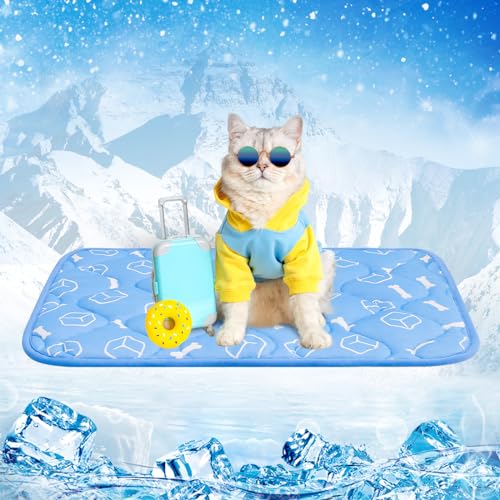 Rywell Kühlmatte für Katzen - Upgarde Entfärbung Verdicken Waschbar selbstkühlend Kälte 45×60cm Hundematte - rutschfest Weich Wasserabsorbierend Geruchlos Sommer Hundedecke für Hunde - S - Blau Rywell Kühlmatte für Katzen - Upgarde Entfärbung Verdicken Waschbar selbstkühlend Kälte 45×60cm Hundematte - rutschfest Weich Wasserabsorbierend Geruchlos Sommer Hundedecke für Hunde - S - Blau von Rywell