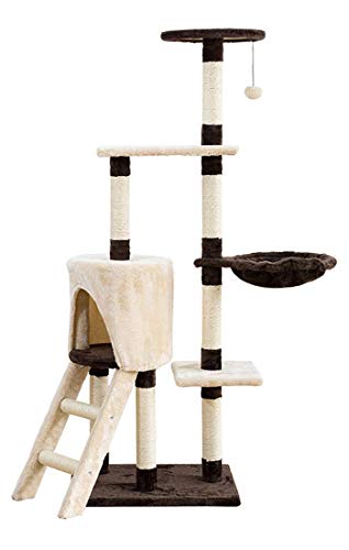 S-Lifeeling Katzenbaum Katzenturm Klettergerüst mit Katzenstreu Sisal Katzenspielzeug mit Katzennest Sprungplattform Krabbelbrett Katzenregal, Stairs, beige von S-Lifeeling