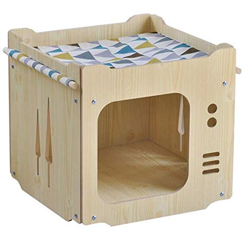 S-Lifeeling Katzenhaus aus Holz mit Hängematte stapelbar klappbar Katzenhaus Kity Cube Raumspleißen Katzenkletterkombination, Primärfarben von S-Lifeeling