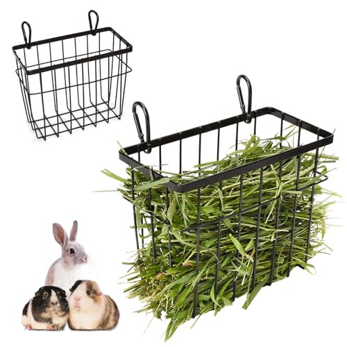 Kaninchen-Heu-Futterstation Sangle Sopffy 2 Stück, Meerschweinchen-Heu-Futterspender mit Metallrahmen für Meerschweinchen, Chinchilla, Hasen, Heu-Futterspender Kaninchen, Chinchillakäfig Zubehör von S SANGLE SOPFFY