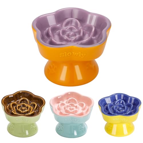 S&Q's CERAMICS Erhöhter Futternapf für langsames Fressen, Keramik, erhöhter Futternapf für kleine Hunde, Blumenform, niedlicher Futternapf für Trocken- und Nassfutter, Lila, 14,7 cm S&Q's CERAMICS Erhöhter Futternapf für langsames Fressen, Keramik, erhöhter Futternapf für kleine Hunde, Blumenform, niedlicher Futternapf für Trocken- und Nassfutter, Lila, 14,7 cm von S&Q'S CERAMICS