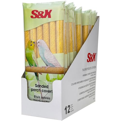S&X Sand-Sitzstangen für Vogelkäfige, Vogelsitzstangenabdeckungen, Schleifpapier für Sittiche, Kanarienvögel, Finken und andere kleine Vögel (kleine Sitzstange x 72) von S&X