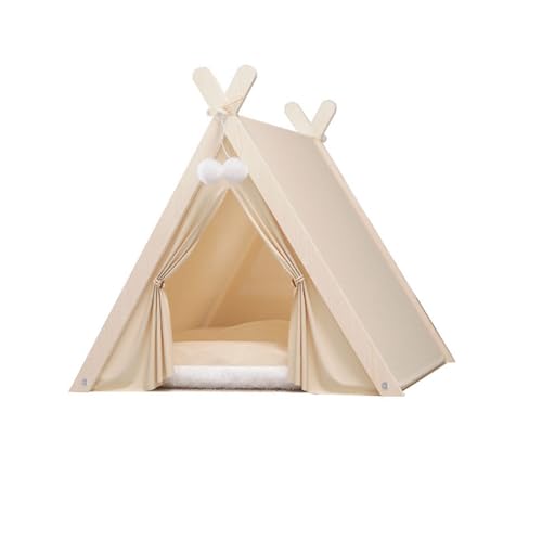 Haustierzelt, Hunde- und Katzenbett, Katzenzubehör mit Kissen,Beige Haustierzelt, Hunde- und Katzenbett, Katzenzubehör mit Kissen,Beige von SAAKO