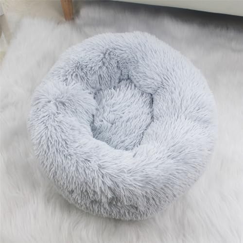 SAAKO Flauschiges rundes Anti-Rutsch Plüsch Katzenbett,Light Gray SAAKO Flauschiges rundes Anti-Rutsch Plüsch Katzenbett,Light Gray von SAAKO