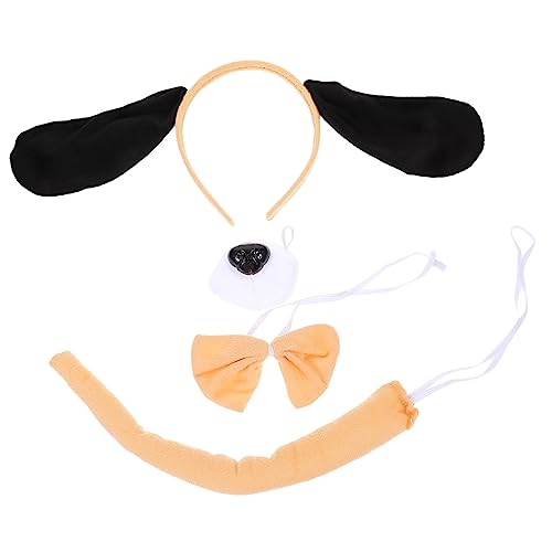 SAFIGLE 1 Satz Hundekostüm Set für Teiliges Hunderohr Haarband mit Nase und Fliege für Halloween Cosplay für Partys und Fotoshootings von SAFIGLE