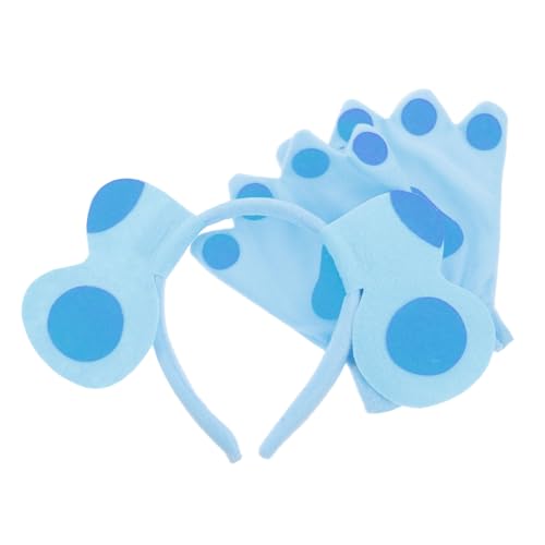 SAFIGLE 1 Satz Kostümset mit Hundeadel und Pfoten Flauschige Tierkostüm Accessoires Weiche Warme Tierhandschuhe und Haarband für Halloween Cosplay und Partys von SAFIGLE