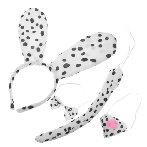 SAFIGLE Niedliches Hundekostüm Set mit Gepunktetem Ohren Stirnband und Schleife Leichtes Cosplay Zubehör für Halloween Geburtstagsfeiern und Haustierpartys und Modisch von SAFIGLE
