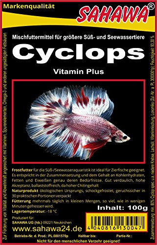 Fischfutter Frostfutter 100g Blister viele Sorten freie Auswahl für alle Zierfische und Marine Fische (MW) (Cyclops 100g Blister (MW)) von SAHAWA