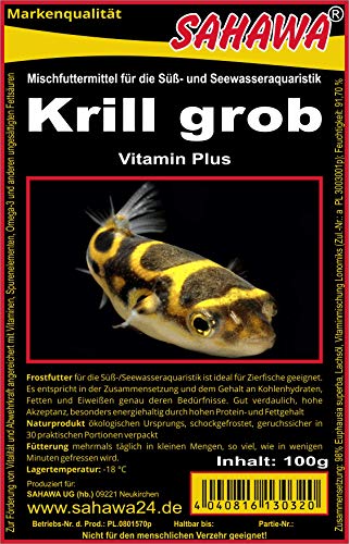 Fischfutter Frostfutter 100g Blister viele Sorten freie Auswahl für alle Zierfische und Marine Fische (MW) (Krill grob 100g Blister (MW)) von SAHAWA