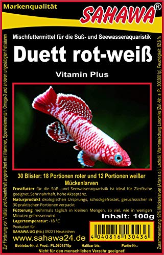 Fischfutter Frostfutter 100g Blister viele Sorten freie Auswahl für alle Zierfische und Marine Fische (MW) (Mücken Duett 100g Blister) von SAHAWA