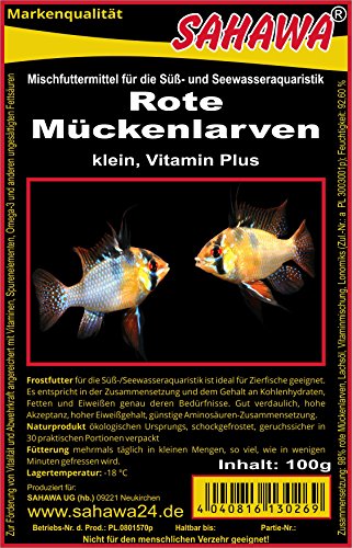 Fischfutter Frostfutter 100g Blister viele Sorten freie Auswahl für alle Zierfische und Marine Fische (MW) (Rote Mückenlarven klein 100g Blister) von SAHAWA