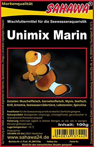 Fischfutter Frostfutter 100g Blister viele Sorten freie Auswahl für alle Zierfische und Marine Fische (MW) (Unimix Marin 100g Blister (MW)) von SAHAWA