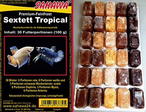 Fischfutter Frostfutter Tropical Sextett 300 Futterportionen Mischfutter 10x 100g Blister = 1kg = 1Pack von Sahawa