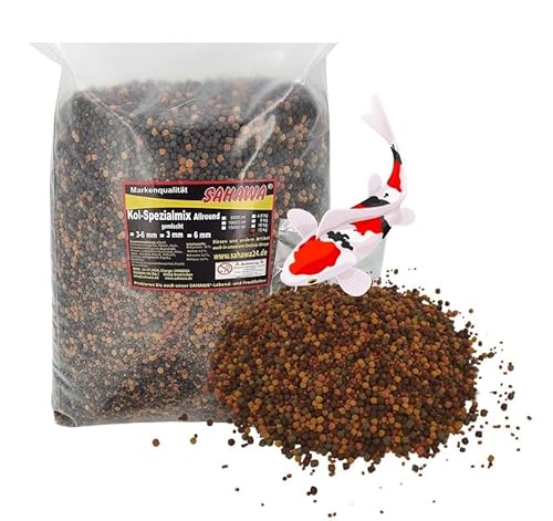 Koifutter Spezialmix 15Kg farbig 3-6mm gemischtes Teichfutter schwimmend von SAHAWA