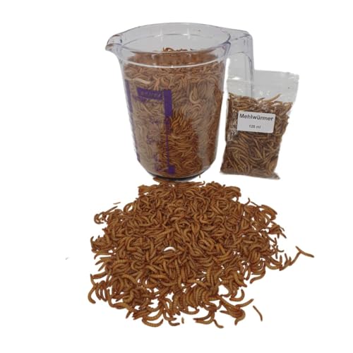 Lebende Mehlwürmer – Hochwertiges Protein-Futter für Igel, Reptilien, Hühner und Vögel – Literware für gesunde Ernährung und natürliches Fressverhalten! + 125 ml getrocknete Mehlwürmer (1 Liter) von SAHAWA