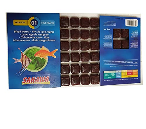 Neu!!!Sahawa® blau Fischfutter, Frostfutter,5X 100g Brutto im Blister Rote Mückenlarven + 1x100g Futtersticks zum Testen… von SAHAWA