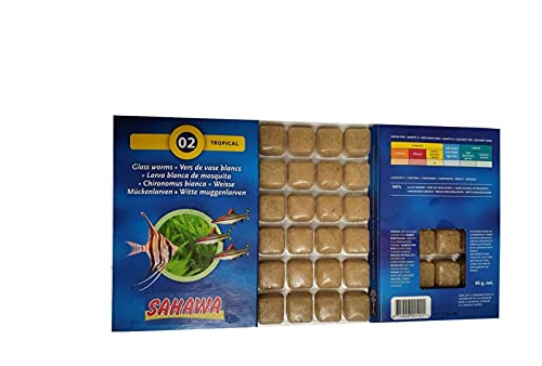 Neu!!!Sahawa® blau Fischfutter, Frostfutter,5X 100g Brutto im Blister weiße Mückenlarven + 1x100g Futtersticks zum Testen… von Sahawa