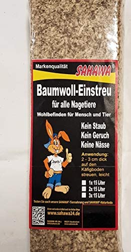 SAHAWA Baumwolleinstreu 15 L ca. 1,5 Kg, Nestbaumaterial, Einstreu für Meerschweinchen, Hamster, Zwergkaninchen, Mäuse von SAHAWA