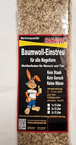 SAHAWA® 02001 Baumwolleistreu 15 L ca. 1,5 Kg, Nestbaumaterial, Einstreu für Meerschweinchen, Hamster, Zwergkaninchen, Mäuse von SAHAWA