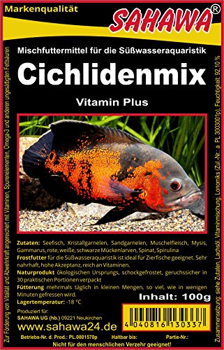 SAHAWA® Frostfutter 10 x 100g Blister + 1 Blister Daphnien gratis, Cichliden-Mix, Barschfutter, verpackt mit Trockeneis -78°C, Aquarium, Aquaristik, Fischfutter, Frostfutter von SAHAWA