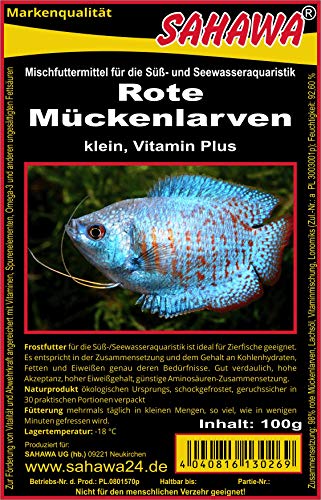 Sahawa® Rote Mückenlarven Frostfutter 1,5 kg, 15 Blister á 100g,verpackt mit Trockeneis -78°C, Aquarium, Aquaristik, Fischfutter, Frostfutter von Sahawa