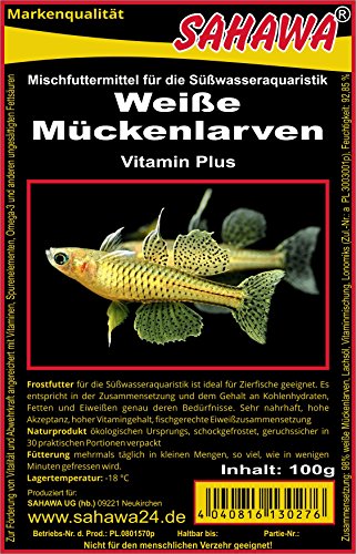 Sahawa® Weiße Mückenlarven, Frostfutter, 10 Blister a 100g verpackt mit Trockeneis -78°C, Aquarium, Aquaristik, Fischfutter, Frostfutter von Sahawa