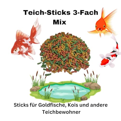 Teichfutter Teichsticks 3- Fach Mix Sahawa Nettogewicht : 3,0 kg (ca. 35,0 Liter) Beutel Fischfutter schwimmendes Teichfutter Koifutter Goldfischfutter von SAHAWA