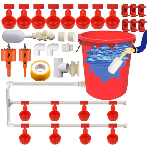SAIDIC Komplettes Set mit automatischer Hühnerbewässerung, DIY-Rohren, Hühner-Bewässerungssystem, Hühner-Wasserbecher, Geflügel-Bewässerungsbecher, Hühner-Futterspender SAIDIC Komplettes Set mit automatischer Hühnerbewässerung, DIY-Rohren, Hühner-Bewässerungssystem, Hühner-Wasserbecher, Geflügel-Bewässerungsbecher, Hühner-Futterspender von SAIDIC