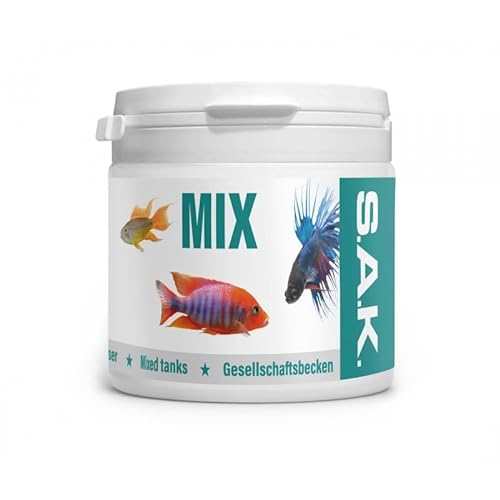 SAK Mix Granulat Größe 2 Fischfutter Salmler Barben Lebendgebärende Labyrinthfische Welse 150 ml Dose von SAK