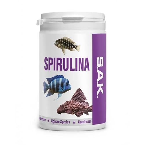 SAK Spirulina Granulat Fischfutter Größe 0 - Tropheus L-Welse Diskus und andere Zierfische 1000 ml Dose von SAK