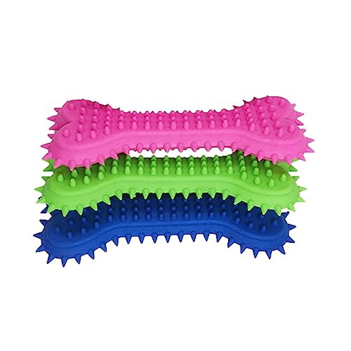 SAKEIOU 3-teiliges Haustierspielzeug zum Kauen der Zähne, Reinigen von Hunden, interaktives bissfestes Knochenformspielzeug für aggressives Kauen, Backenzahnspielzeug von SAKEIOU