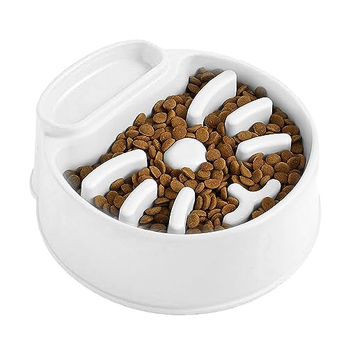 Cat Slow Food Bowl, Stilvolles Design Exquisite Anti Choking Farbig Reduziert Effektiv die Essgeschwindigkeit Kunststoff Hundefutter für Zuhause (Weiß) von SALALIS