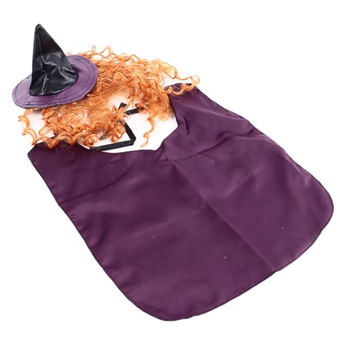 SALALIS Haustier-Hexen-Outfits für Hunde und Katzen, Halloween-Zaubererkostüm mit Perückenhut-Umhang, Weiche Polyester-Hexenkostüme für Halloween-Feierlichkeiten von SALALIS