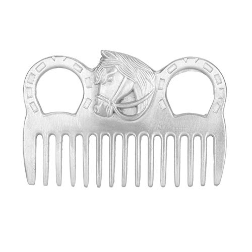 SALALIS Pferdekamm im Taschenformat, Metallpolierender Pferdekamm, Pferdeöffnungsknotenkamm, tragbarer Pferdekopf-Mähnenkamm zum Kämmen der Mähne 3,9 x 2,8 x 0,2 Zoll von SALALIS