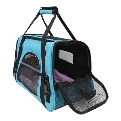 SALALIS Reise-Haustiertragetasche, Tragbar, Faltbar, Atmungsaktiv, Stoff, Leicht, Mehrzweck-Haustiertragetasche für Katzen und Hunde (Hellblau) von SALALIS